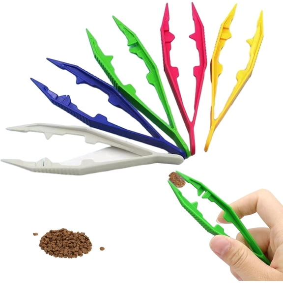 5Pcs Plastic Tweezers for Kids,10cm 5colors DIY Crafts Food Tweezer for Children Fine Motor Skills Reptile Feeding Tongs,Lizard Tortoise Gecko or Craft Hold Bead and Other Small Objects Work Easier