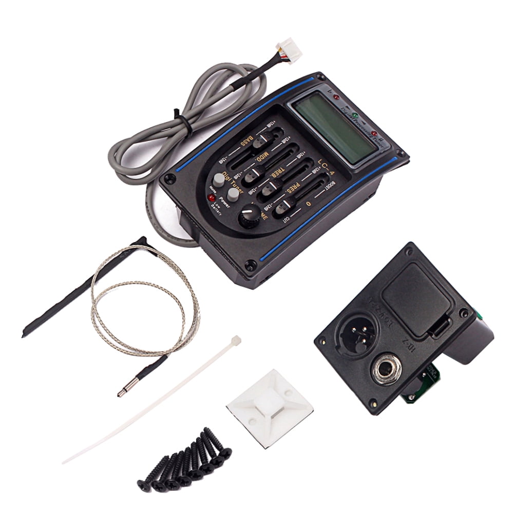 ROMANSENTIAL Black 4 Bands Eq Pickup for Guitar with Volume Bass Treble Presence Control Knobs
