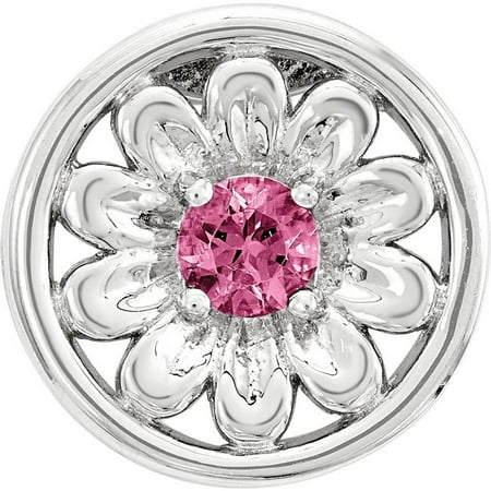 - Created Pink Sapphire Sterling Silver Small Flower Chain Slide