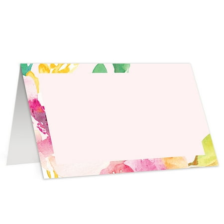 Watercolor Peonies 50 Pack Place Cards Pink Floral Elegant Escort Cards for Wedding Dinner Formal Event Corporate Business Function Assigned Seating Table Tent Sign Decor 3.5 x 2