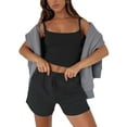 thumbnail image 6 of KelaJuan Women’s Two Piece Yoga Outfits, Spaghetti Strap Crop Cami Tops and Wide Leg Shorts Set, 6 of 8