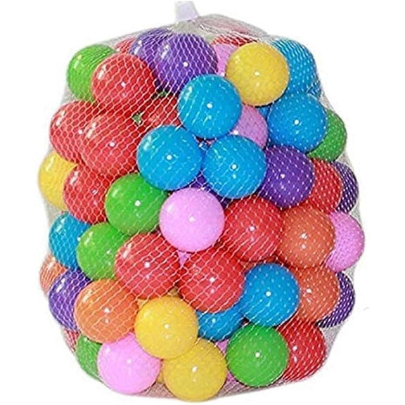 Mesh Bag Packed Ocean Balls 100 PCS 5.5cm, BPA-Free Anti-Crush Ball Pit Balls, Vibrant Mixed Color Toy Balls for Toddler Playpen, Playhouse, Pool, Backyard Summer Play Games