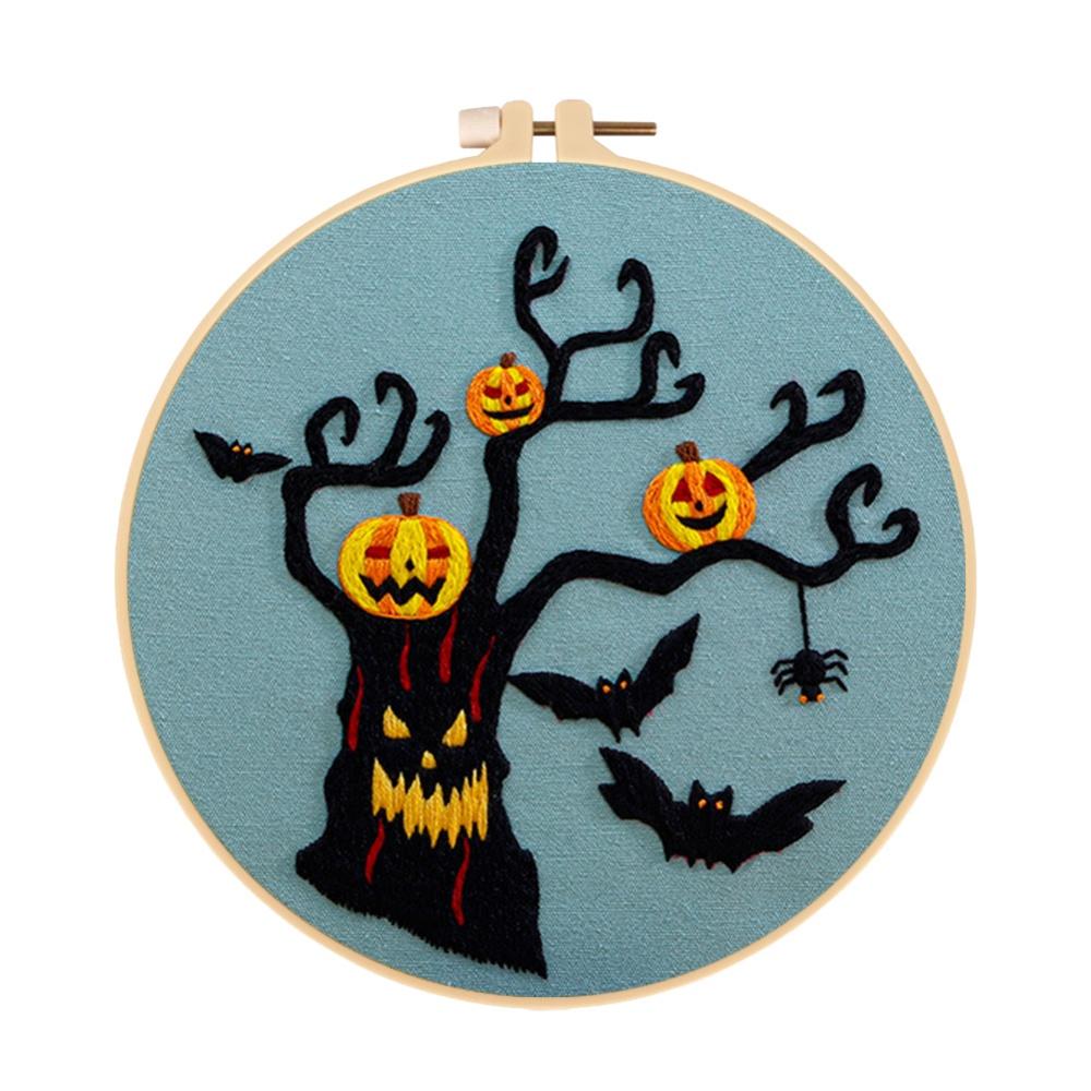 Halloween Embroidery Kit Adults Cross Stitch Kit Crafts Stamped Pumpkin