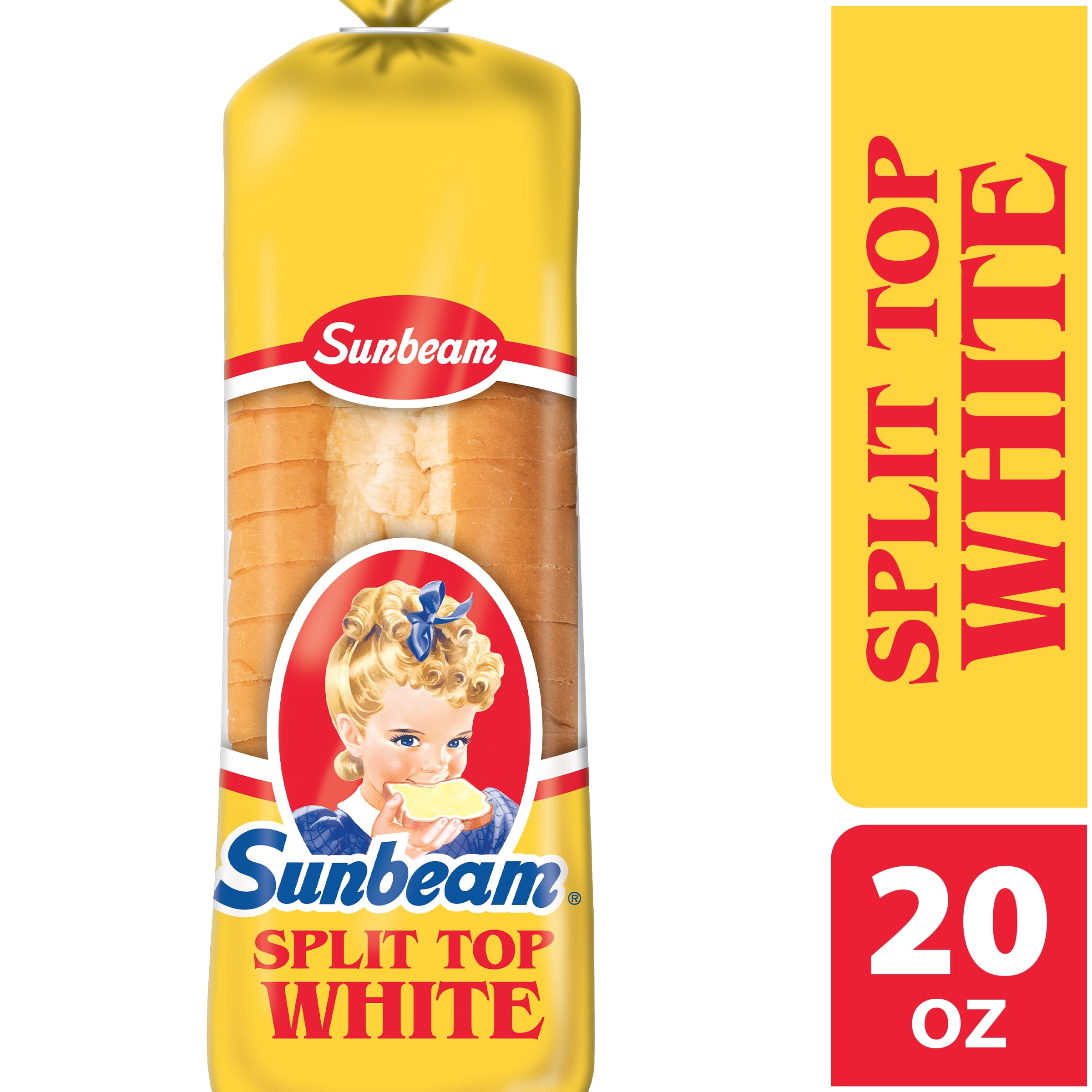 Sunbeam Split Top White Bread, Sandwich Bread Loaf, 20 Oz, Shelf-Stable