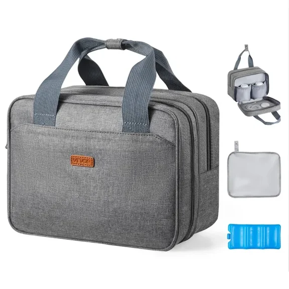 Portable Wearable Breast Pump Bag with Ice Pack for M5/M6,Ideal for Breastfeeding,Pumping Accessories,and Milk Storage,Perfect for Work and Travel,Grey