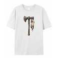 thumbnail image 7 of Indian Tomahawk Feather Men's T Shirts T-Shirt for Men Crew Neck Tees Cotton Tops, White, S, 7 of 7