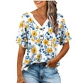 thumbnail image 2 of ClodeEU Womens Print Plus Size Tops 3/4 Sleeve Blouses Shirts ,Casual V Neck Loose Tunic Tops White,Womens Plus XXL, 2 of 6
