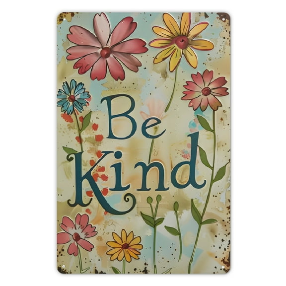 1pc Rustic Charm Be Kind Iron Metal Tin Sign - Vintage Inspirational Wall Art for Home, Living Room, School Decor - 8x12 Inches