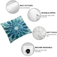 thumbnail image 4 of Acheng Spring Summer Dahlias Flowers Pillow Cover - Teal Abstract Geometric Petal Design, Modern Decorative Cushion Case for Home, Couch, Bed, Sofa,Set of 2 White, 4 of 6