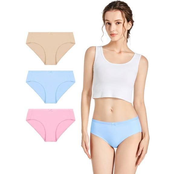 ADREAMLY Cotton Seamless Briefs for Women Plus Size Stretchy Panties Girls Underwear, 3-Pack, Sizes XS-3XL