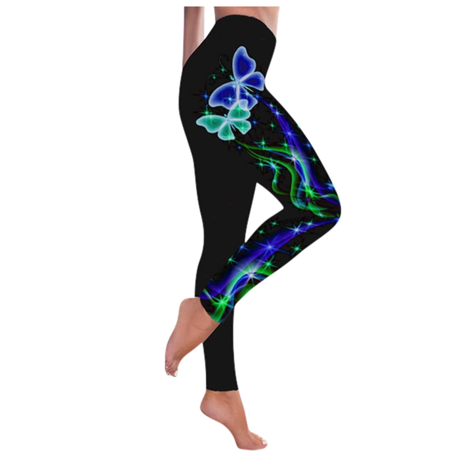 Feathers and Butterfly Beautiful Women Cute Yoga Pants Skin-Friendly Comfortable Yoga Pants for Women 