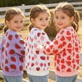 thumbnail image 3 of DOZINSIX 3 Pack Toddler Girls Crewneck Sweatshirts Kids Cotton Strawberry Print Long Sleeve Fall Winter Pullover Tops, 3 of 9