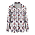 thumbnail image 5 of idosla Womens 3/4 Sleeve Shirts Vintage Boho Retro Floral Print Tops Ladies Loose Fit Lightweight V Neck Button Down Blouses (Red, XXL), 5 of 6