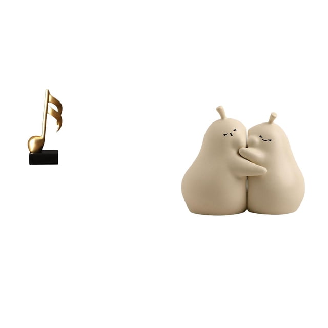 Sujetalibros decorativos con forma de figura de escritorio, escultura de nota musical, soporte para sujetalibros, adorno de resina moderno, diseño cre