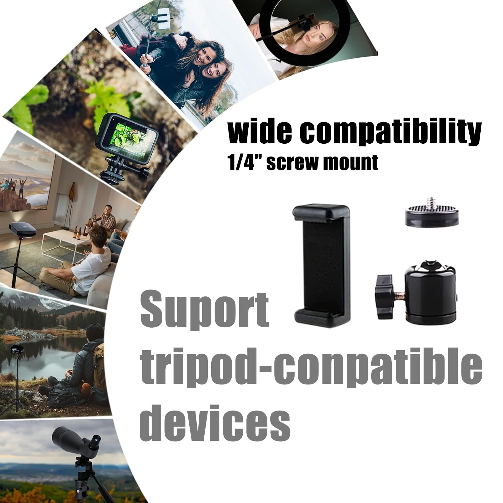 82" Camera Tripod,Extendable Lightweight Phone Tripod Stand with 360°Ball Head,Cell Phone Tripod for Phone/Dslr/Slr/Projector/Video Recording(Black)