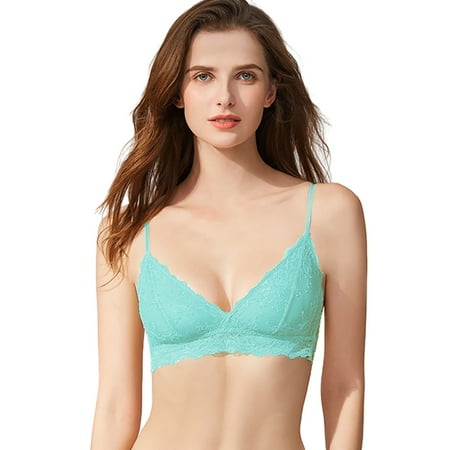 

Varsbaby Women’s Double Lace Wirefree Bras Thin Straps Bralette
