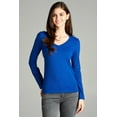 thumbnail image 3 of Emmalise Women's Casual Basic V-Neck Tshirt Long Sleeves Tee Top - Junior and Plus Sizes, 3 of 7