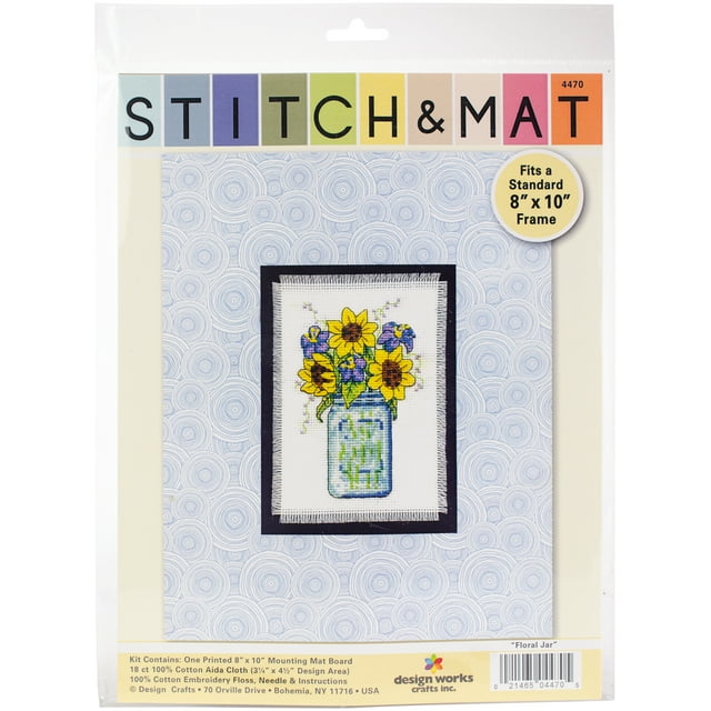 Design Works Stitch & Mat Kit de Broderie 3"X4.5"-Bocal Floral (18 Unités)
