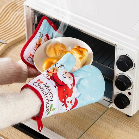 

Christmas Ideas Matoen Christmas Oven Gloves Sets Christmas Knitting Oven Non-Slip Holders Resistance Oven Gloves and Potholders for Kitchen