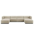 thumbnail image 3 of Modway Conjure Channel Tufted Upholstered Fabric 6-Piece Sectional Sofa in Black Beige, 3 of 10