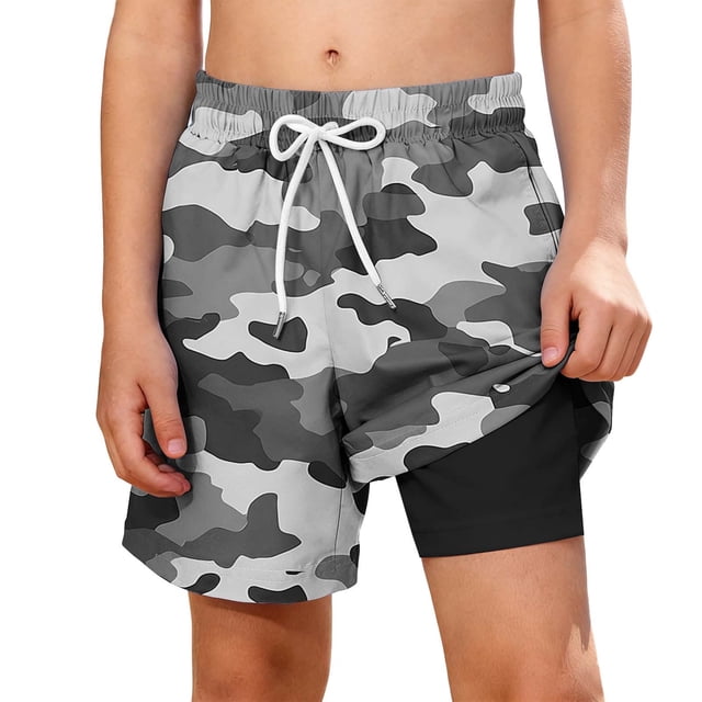 Zpanxa Boys Polyester Shorts Print Pattern with Double Layer Pockets Elastic Waistband Beach Sports Shorts 5 Years