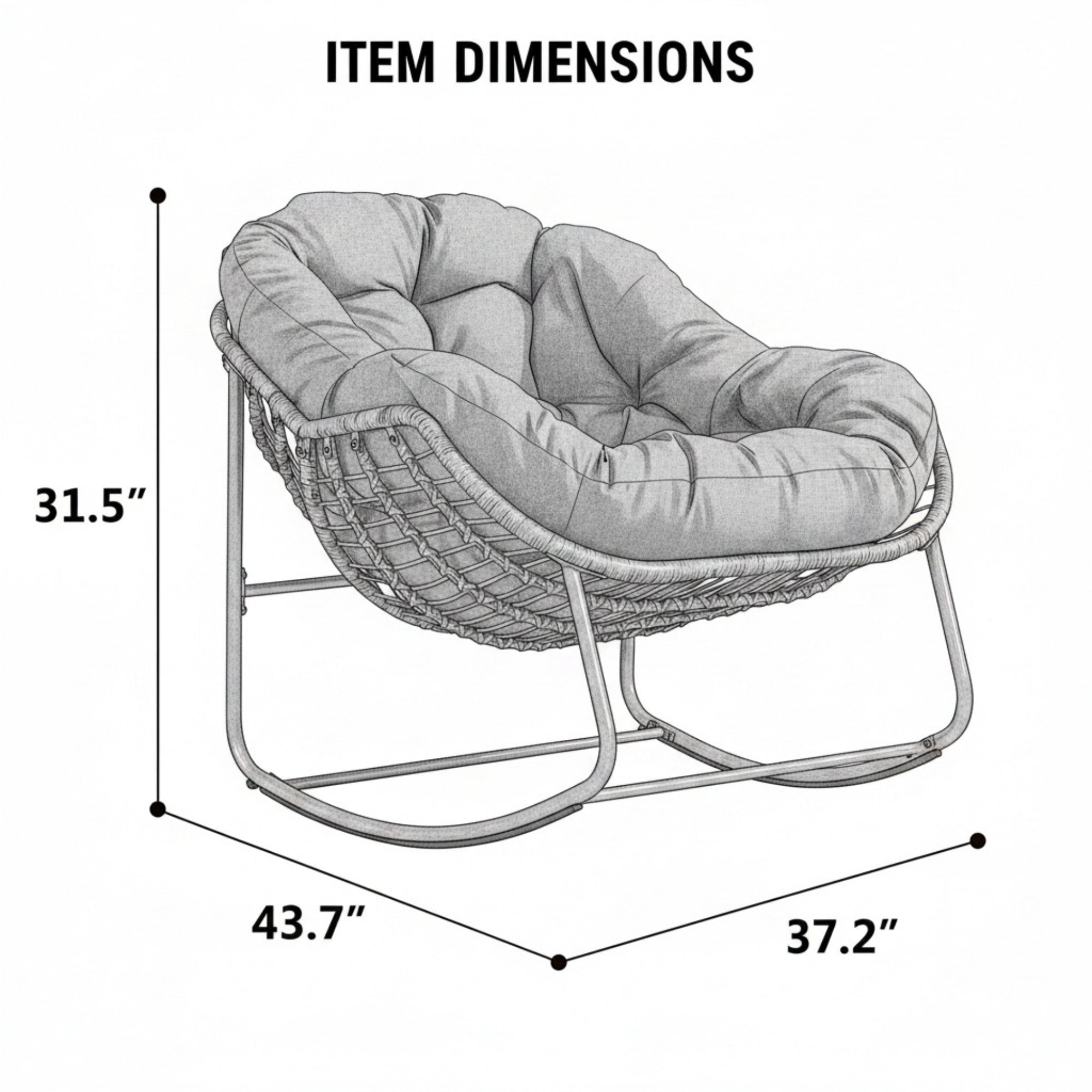 Sailvan Outdoor Rattan Rocking Chair,Oversized Wicker Egg Chair for Patio,Front Porch and Living Room Green