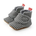 thumbnail image 2 of Juebong Infant Baby Cozy Booties Newborn Boy Girl Stay On Slipper Fall Winter Gripper Non-Slip Crib Shoes Dark Gray,12, 2 of 8