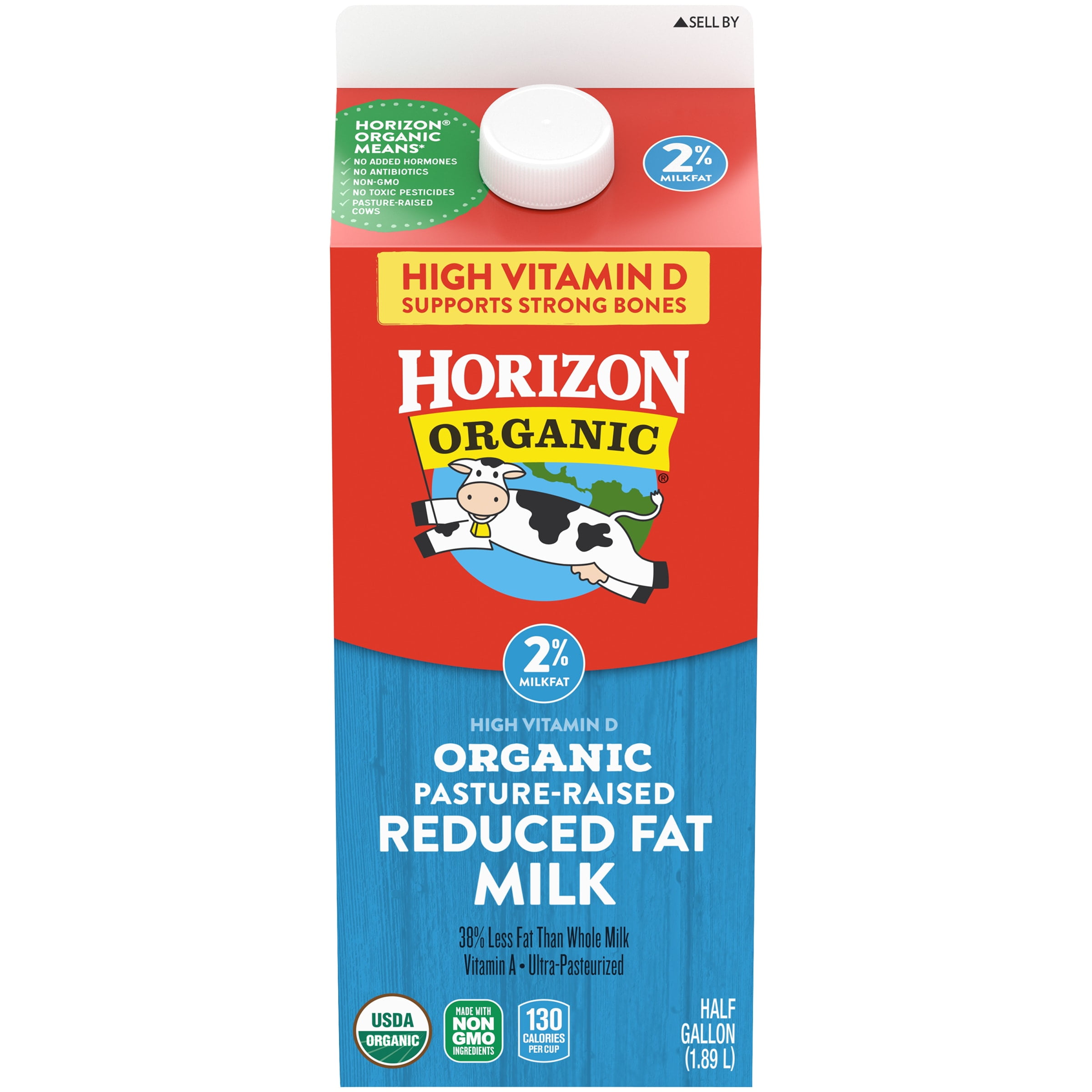Horizon Organic 2% Reduced Fat High Vitamin D Milk, Half Gallon