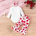 thumbnail image 5 of gjutow Newborn Baby Girl Clothes Letter Love Print Knit Long Sleeve Romper Love Print Flared Pants Hairband Valentine's Day Outfit for 3MBaby White, 5 of 9