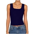 thumbnail image 6 of enyan Plus Size Tank Tops for Women Women's Tank Tops Square Neck Sleeveless Ladies Tank Top Undershirts,Dark Blue,S, 6 of 7