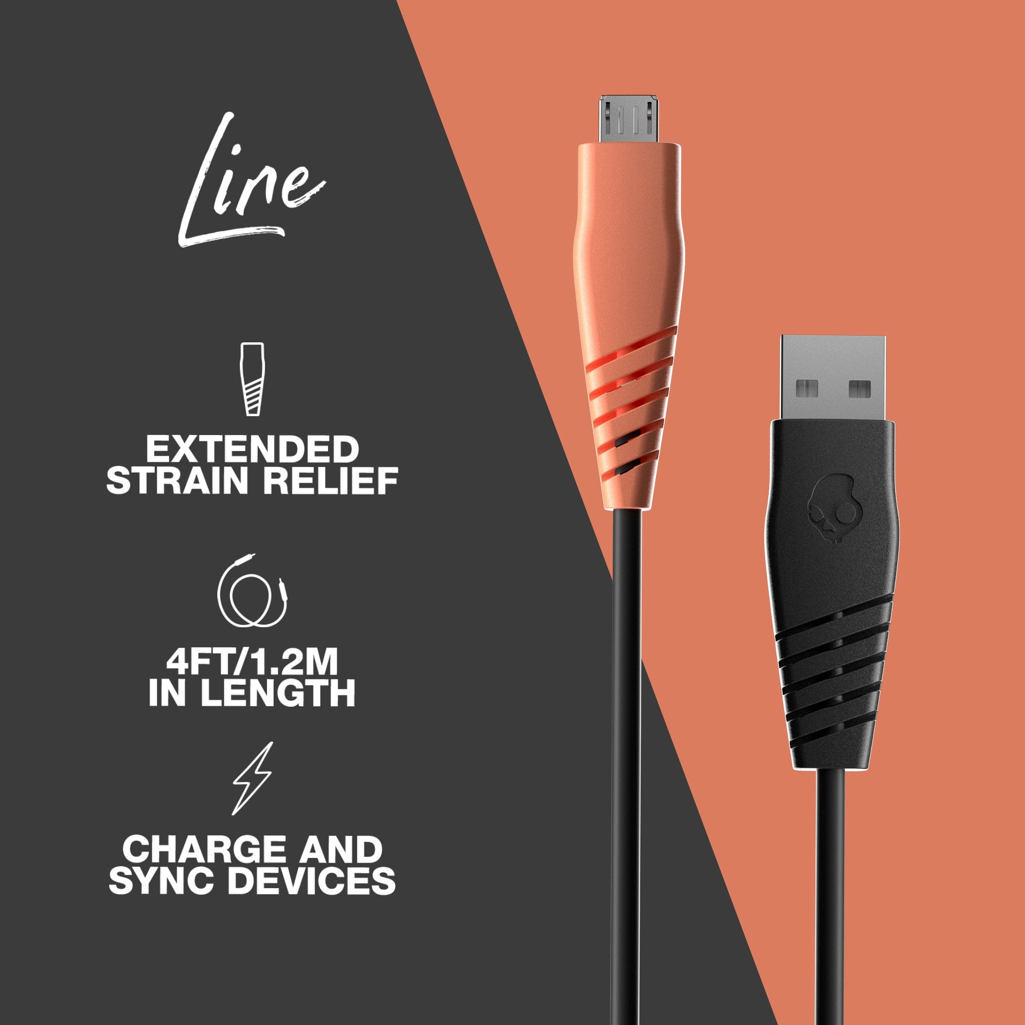 Skullcandy Line USB-A to Micro-USB 4ft Charging Cable - True Black  