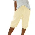 thumbnail image 2 of Endives Womens Linen Pants Striped Print Elastic High Waisted Casual Beach Shorts Cropped Pant With Pockets, 2 of 7