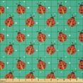 thumbnail image 2 of Ambesonne Modern Fabric by the Yard Microfiber, Ladybugs Tiny Stars, 10 Yards, Teal Red Black, 2 of 2