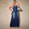 thumbnail image 3 of AURA Womens Plus Size Sleeveless Denim Maxi Dress A Line Washed Stretch Jean Dress 1XL 5XL, 3 of 6