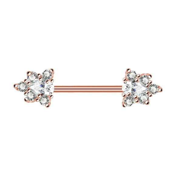 Sexy Body Piercing Jewelry Surgical Steel Zircon Triangle Nipple Ring(Rose Gold)