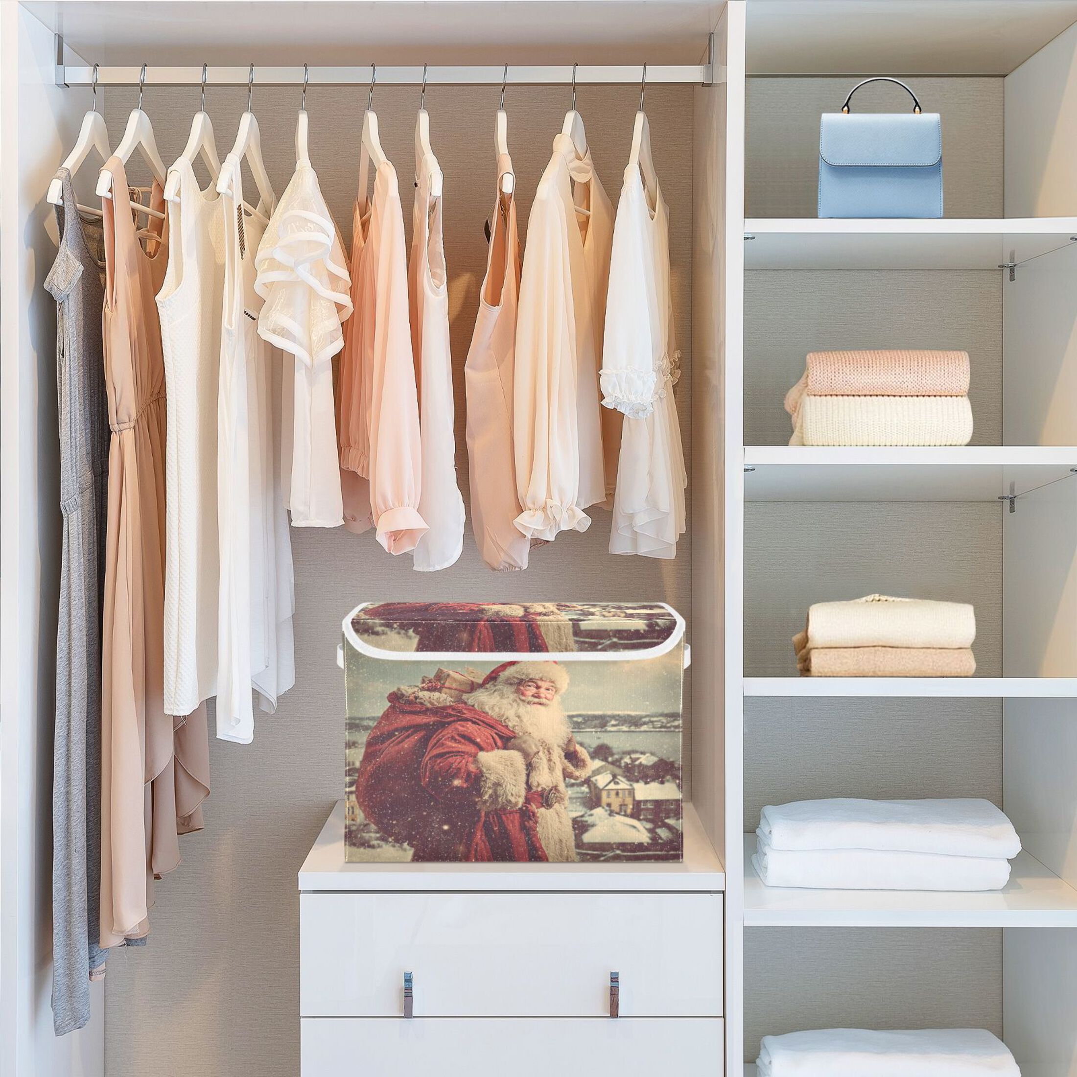 IAUYY 42*32*30cm Storage Bin with Lid Storage Boxes with Handles,300D Oxford Fabric+Hollow Board Applicable to Clothes Storage Office Storage,An Old Photo