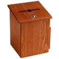 thumbnail image 1 of Wood Suggestion Box, Ballot Box with Side Pocket, Locking Hinged Lid and Pen, for Wall or Counter - Medium Oak (Ballots Not Included), 1 of 1