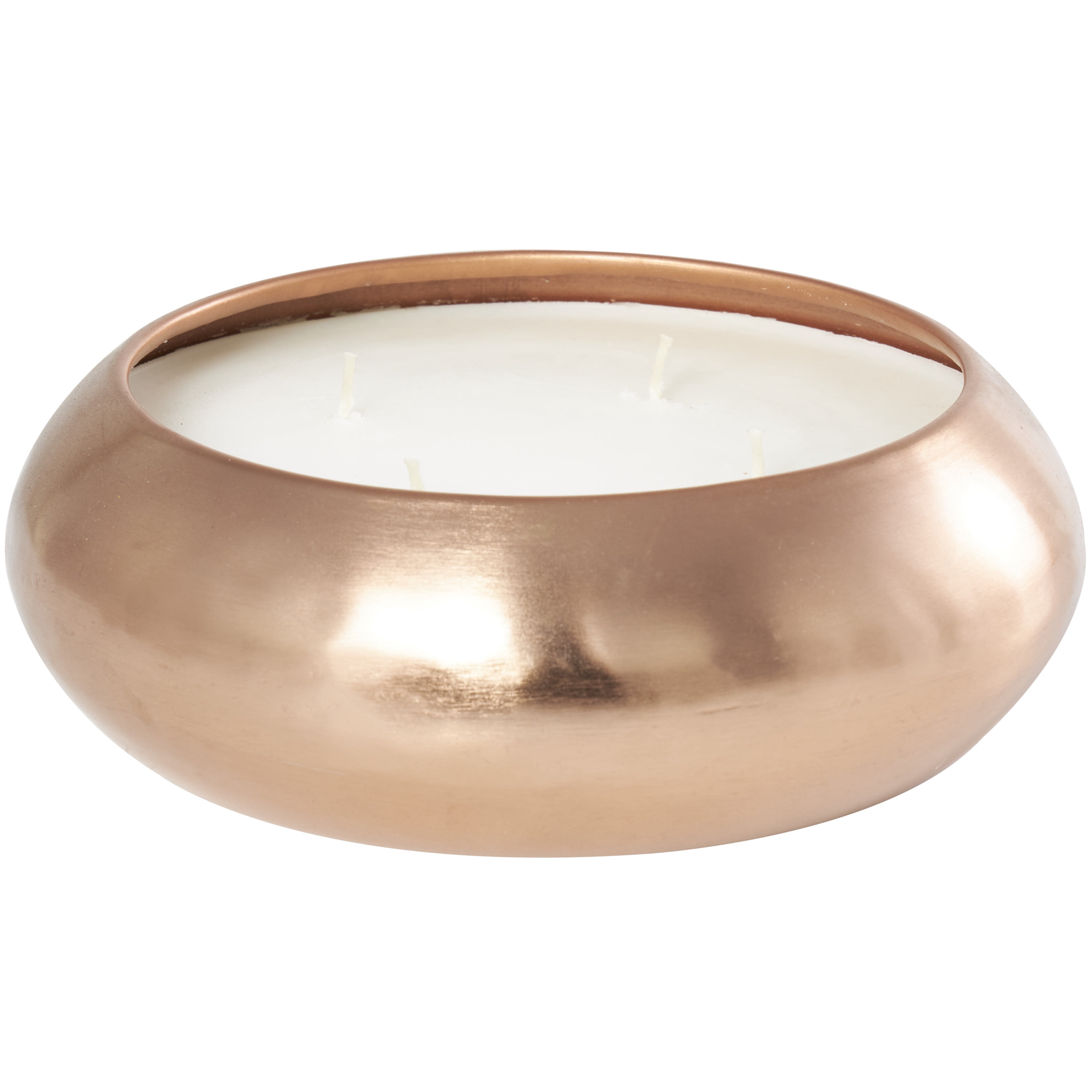 CosmoLiving by Cosmopolitan Copper Metal Tropical Breeze Scented Wide Dome Shaped 60 oz 4 Wick Candle with White Wax