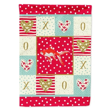 Carolines Treasures CK5472CHF Comet Goldfish Love Flag Canvas House Size Large multicolor