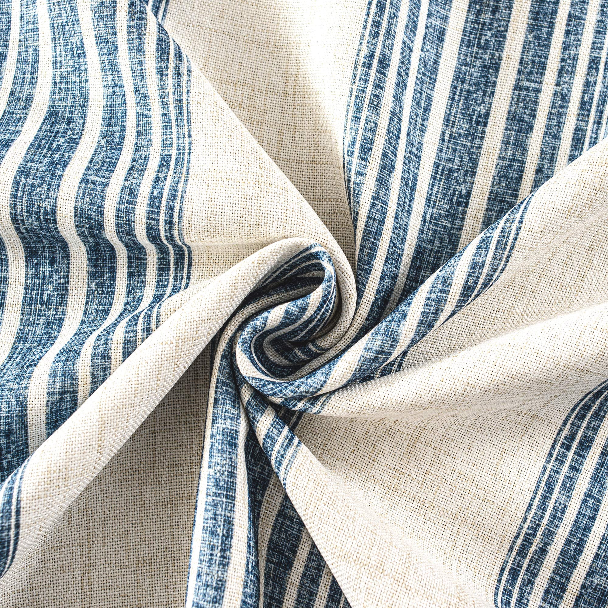 DriftAway Chris Vertical Striped Pattern Linen Textured Thermal Insulated Blackout Window Curtain Valance Rod Pocket 2 Layers Single, 52" x 14" Plus 2" Header, Jean Navy