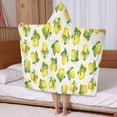 thumbnail image 5 of Yellow Lemon Fruit Flowers White Pattern Hooded Bath Towel，50"x30" for Ages 3 To 12 Kids, Quick Dry Lightweight Soft Microfiber Hood Beach Towel Cover Up for Kids, 5 of 7