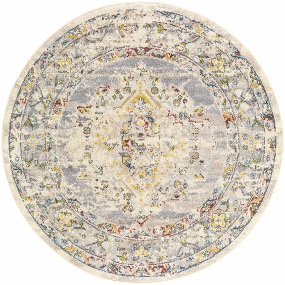 BoutiqueRugs Newkirk Traditional Area Rug - Taupe, Gray, Charcoal - 7'10" Round