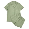 thumbnail image 6 of QINGFSAP Womens Pajama Set Short Sleeve Button Down Shirt and Ruffle Hem Shorts Lounge Wear, 6 of 9