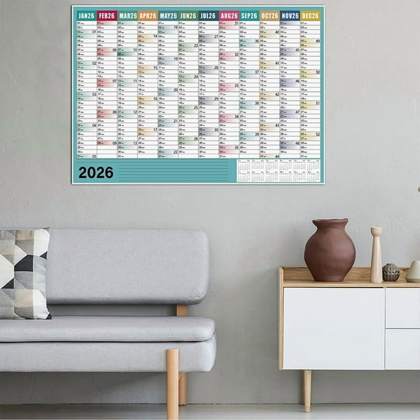 Calendario de pared grande 2026, planificador anual de 12 meses con pegatinas, organizador académico