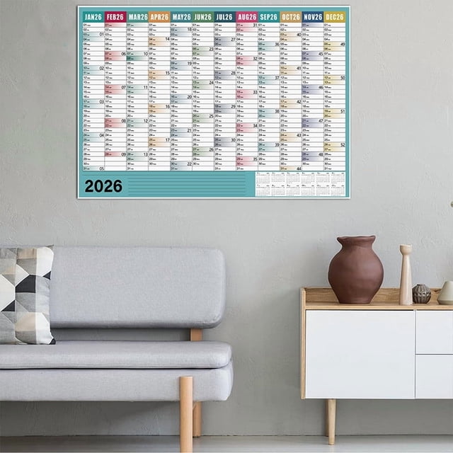 CaiYueKe 2026 Large Wall Calendar 12-Month Yearly Planner with Stickers, Academic Organizer, Thick Paper, Home Office Classroom, Hanging Wall Planner, Year at a Glance, Gift
