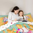 thumbnail image 4 of Castle Fairy Baseball Ice Cream Full Size Comforter Sets 3-Piece, Sport Theme Bedding Comforter Set, Pink Blue Yellow,1 Comforter and 2 Pillowcases, 4 of 6