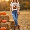 thumbnail image 5 of Bexdxz Women's Autumn-Themed Casual Crew Neck Short Sleeve T-Shirt Fall Vibes Cute Halloween Tee Earthy Yellow 2XL, 5 of 5