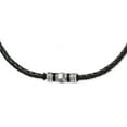 thumbnail image 1 of Collier en Acier Inoxydable Poli et Brossé Cuir Noir & Caoutchouc 19 Pouces, 1 of 3