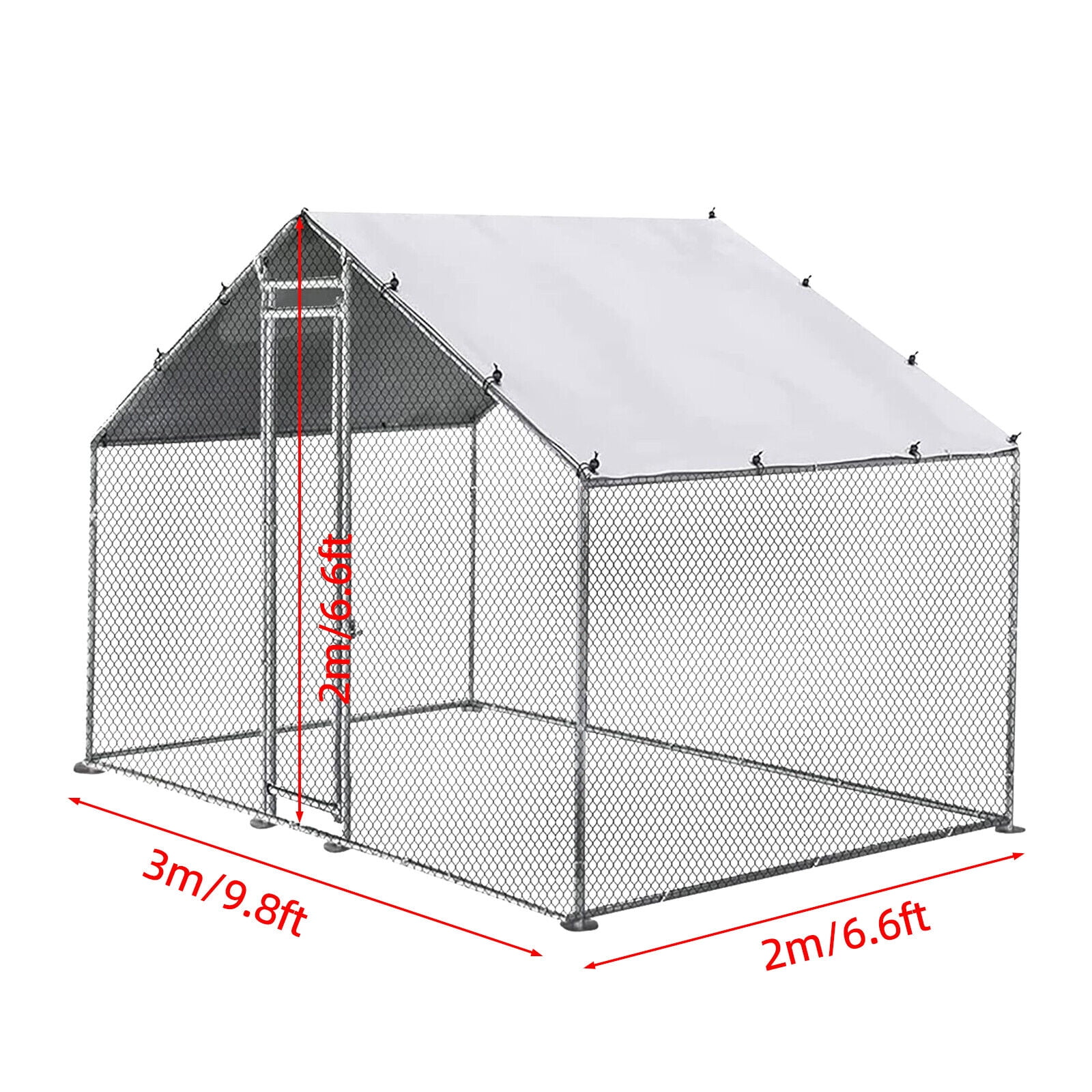 Kkonetoy 9.8ft x6.6ft Metal Walk In Chicken Coop Run Cage Rabbit Hutch Hen House