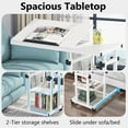 thumbnail image 3 of Tribesigns Height Adjustable C Table with Wheels, Mobile Couch Side Table with Tiltable Drawing Board, Sofa Bedside Laptop Stand C Shaped TV Tray with Storage Shelves, White, 3 of 7